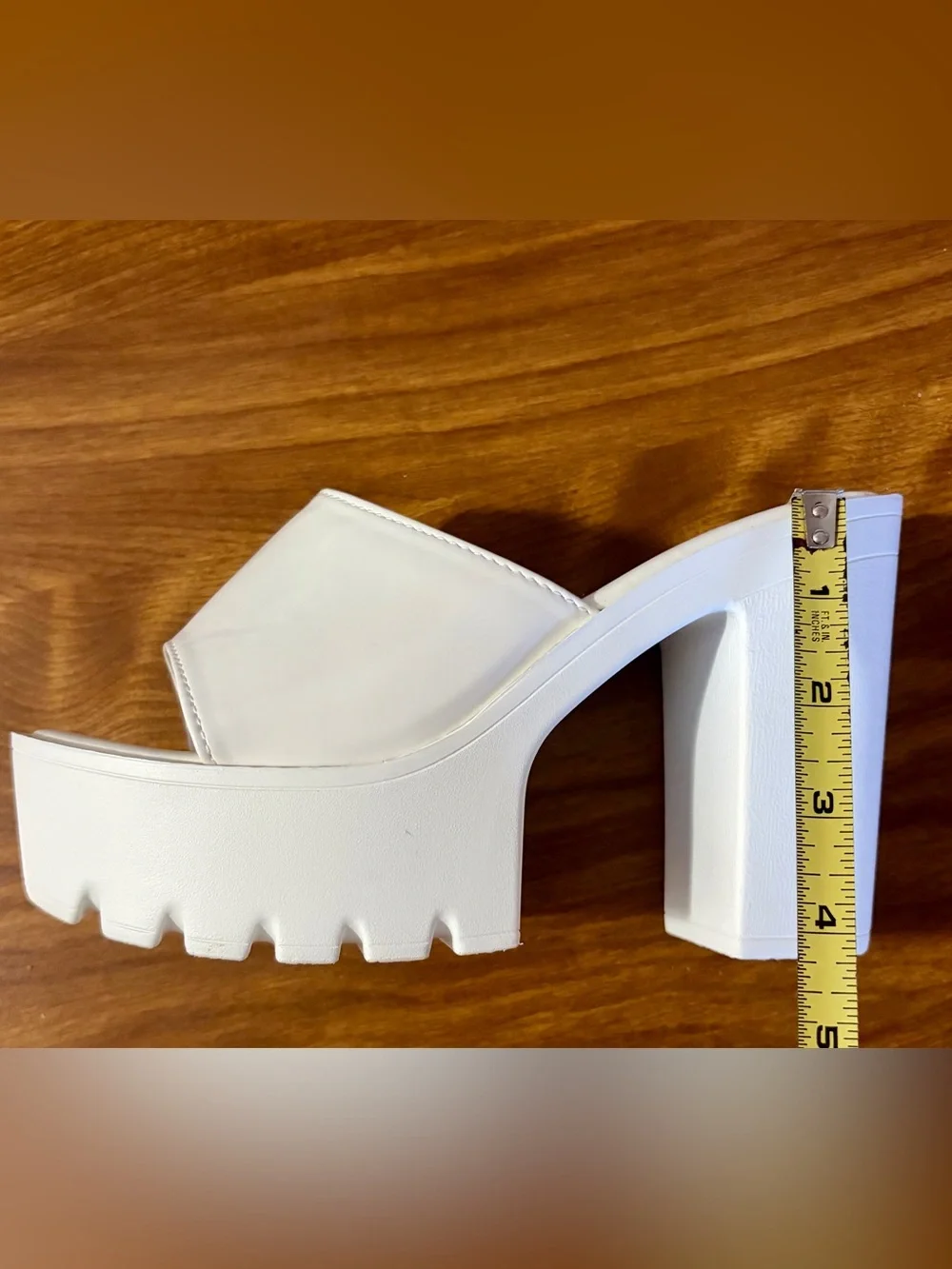 White Platform Block Heel Slide Sandals